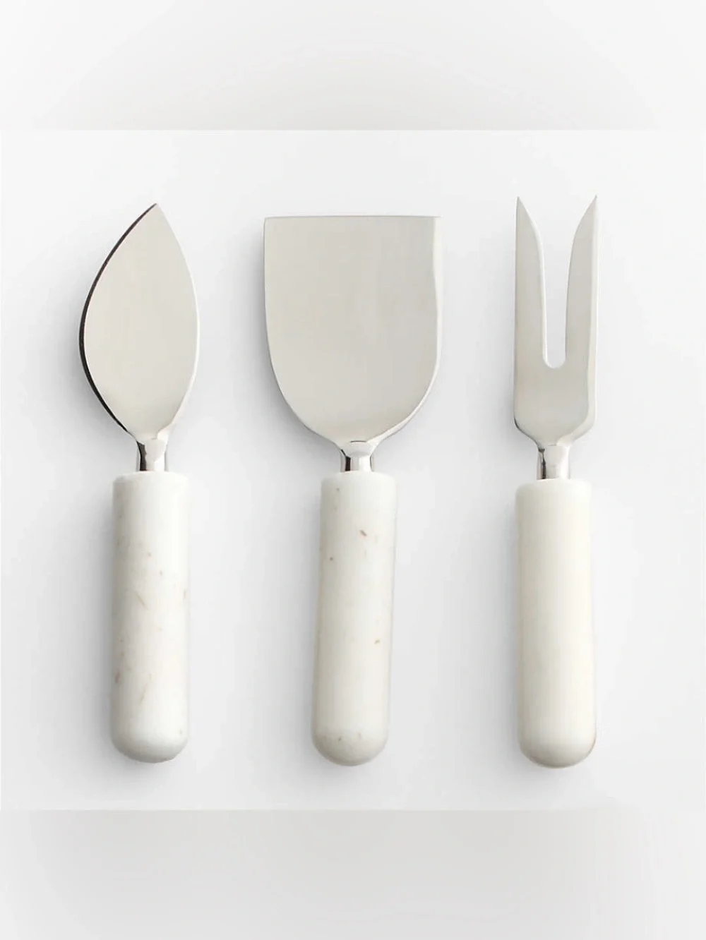 Crate & Barrel - Marble Handle Cheese Knife Set - White
